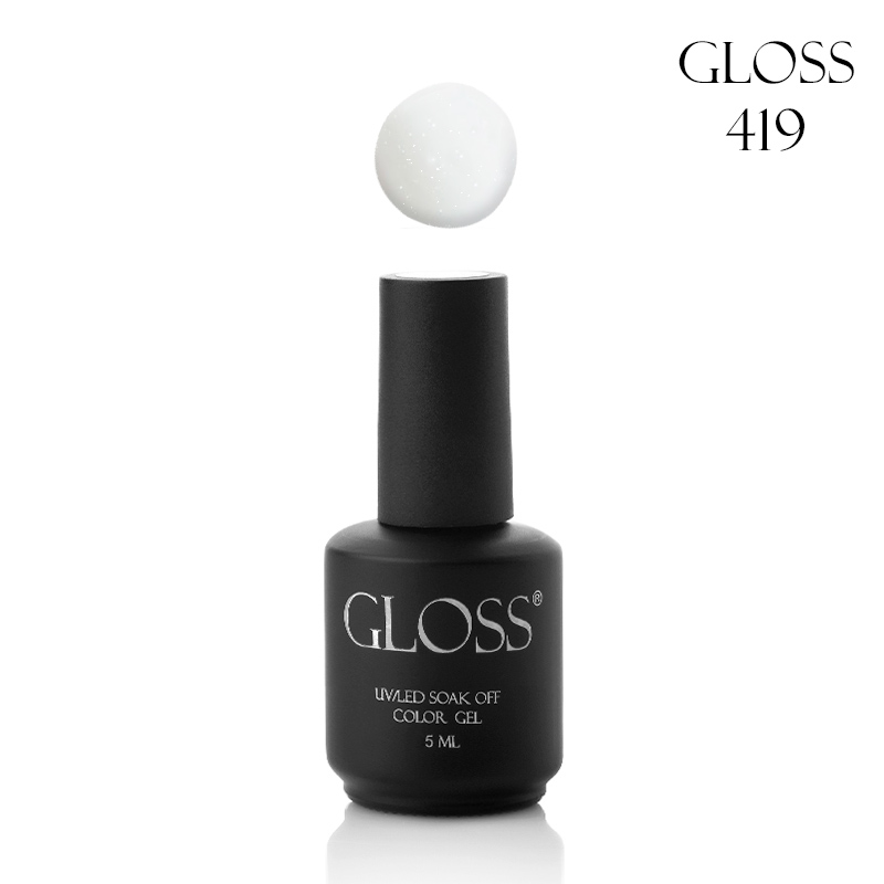 Gel polish GLOSS 419 (white with micro-shine), 5 ml